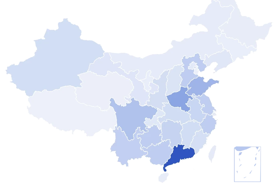 中国各省出生人口地图